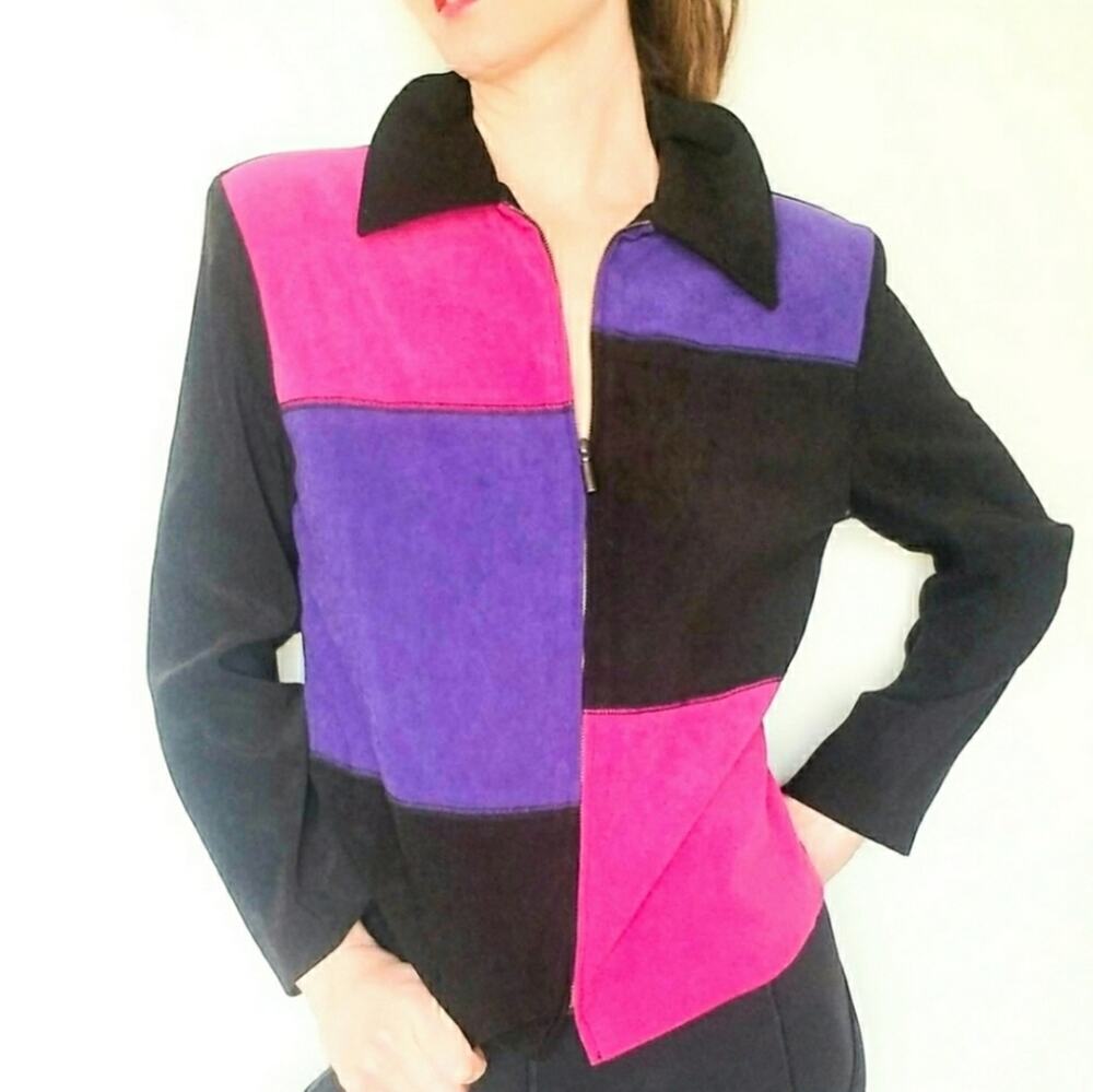 Vintage 80s Briggs Colorblock zip-up Collared Jacket PS